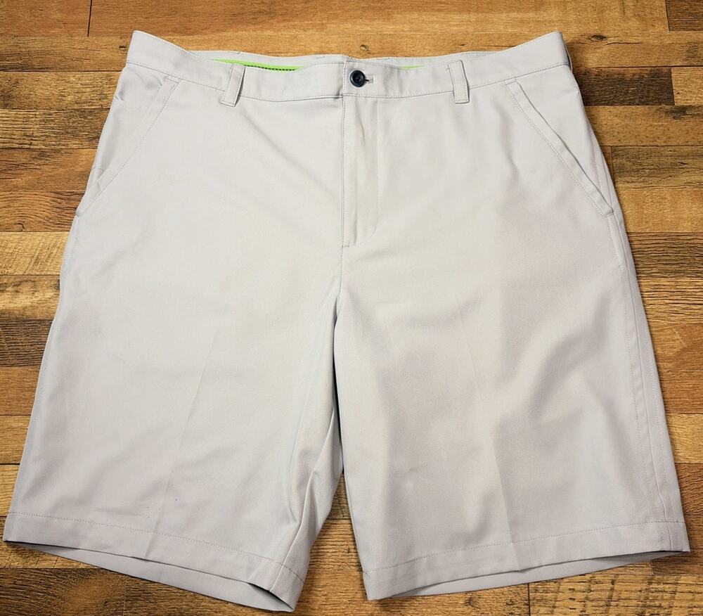 Izod Mens Size 38 Golf Shorts Silver Nickel Flat Front Casual